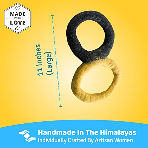Eco-Tug, All Natural Wool, Handmade, Organic and Eco-Friendly, Dog and Puppy Play Toy (Large 11", Yellow/Black) - color: Yellow/Black, size: Large 11"