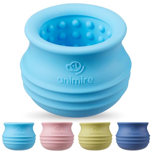 Treat Dispensing Dog Toy, Long-Lasting Interactive Puzzle Toys for Dogs, Stuffable Dog Enrichment Frozen Lick Treat Toy for Boredom, BPA Free Silicone Fetch Catch Chew Toy (Light Blue,M) - color: Light blue, size: M
