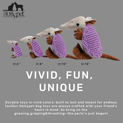 Hollypet Armadillo Squeaky Puppy Dog Toys for Small Medium Dogs, 6" - color: Purple, size: 6 IN