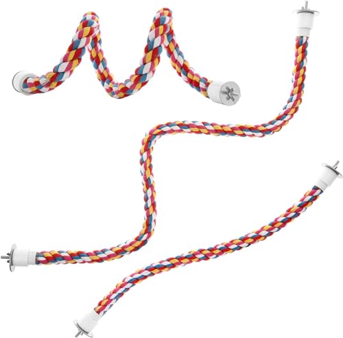 Bird Rope Perches,Parrot Toys 21 inches Rope Bungee Bird Toy (21 inches)[1 Pack] - size: 21 inches
