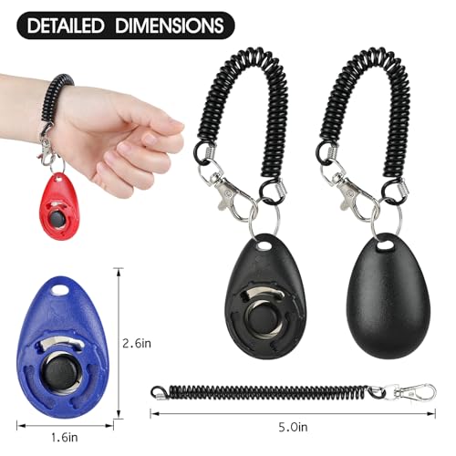 5 Pack Dog Clicker, Pet Training Clicker with Wrist Strap