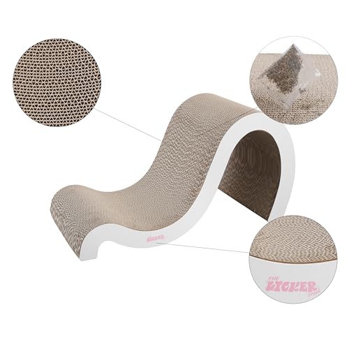 CSR1013B Kona 27" Modern Cardboard Double-Sided Wave Cat Scratcher with Catnip, Cloud - color: White