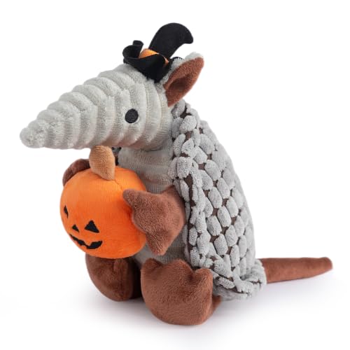 Hollypet Armadillo Squeaky Puppy Dog Toys for Small Medium Dogs, Halloween - color: Tan Scratcher, size: 8 IN
