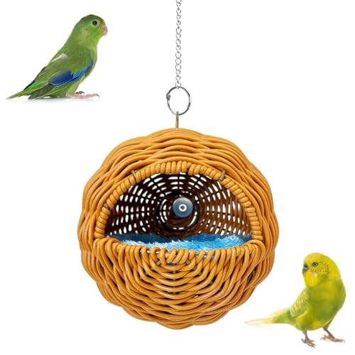 BNOSDM Bird Nest with Soft Pad Hanging Small Parakeet Bed Set (Brown) - color: Brown Hanging Nest - G-Type