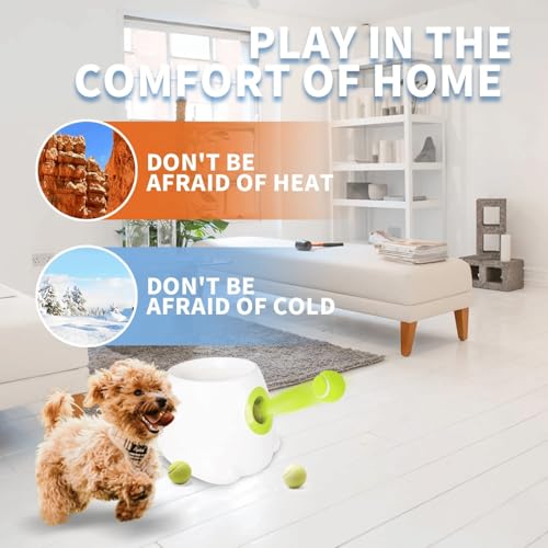 Automatic Dog Ball Launcher, Interactive Pet Toy for Dogs, Hands‑Free Tennis Ball Throwing Machine with Adjustable Distance, Includes 3 Standard Tennis Balls