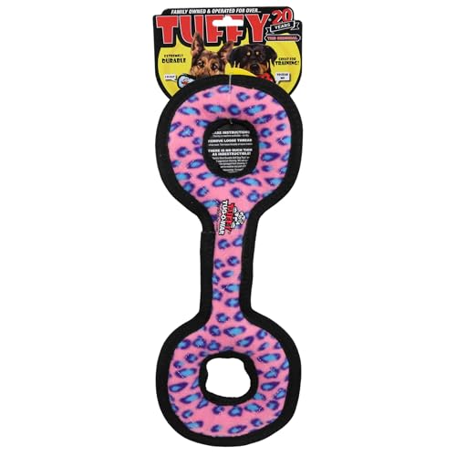TUFFY® : TugOWar Dog Toy: Ultra Durable Plush Toy with Multiple Layers & Reinforced Seams, Washable and Floats, Original Construction - color: Pink Leopard TugOWar
