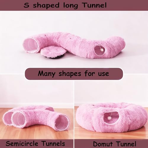 Cat Bed Tunnel Tube Toy Pink Plush - color: Pink Plush O