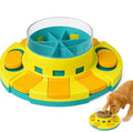 Interactive Dog Puzzle Bowl, Yellow and Blue, Slow Feeder with 3 Food Channels, Brain Development Training Toy for Dogs
