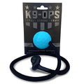 K9 Ops Dog Ball on a Rope Moki Tug Toy - Solid Rubber Fetch Training Reward - Large Dogs Durable Indestructible Chewers Pitbull Dobermann Rottweiler Shepherd (Lagoon Blue - Black Rope) - color: Lagoon Blue, size: LG/XL