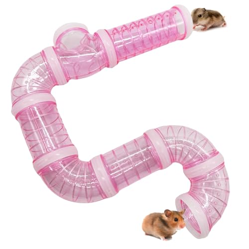 8pcs DIY Hamster Tunnel Tubes Toys for Dwarf Hamsters Gerbils Young Mice - color: Pink