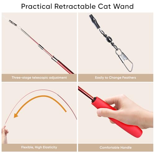 Cat Toys for Indoor Cats, 13 Packs Interactive Cat Wand Toy Set with Feather＆Ribbon Refills, Feather Toys for Exercise, Playtime and Boredom Relief with Kitten - size: 13 Packs B