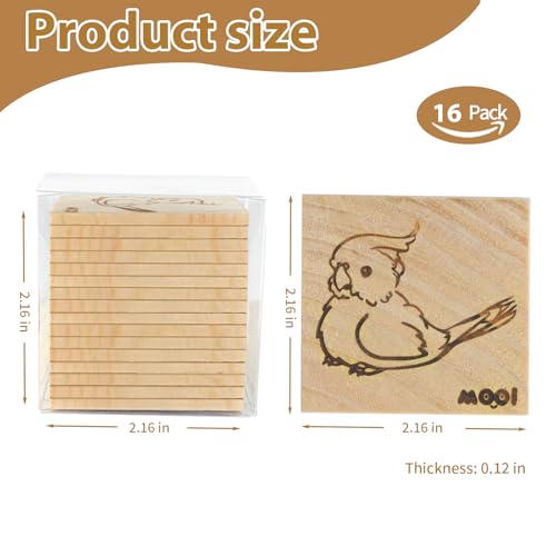 16 Pack Natural Balsa Wood Bird Chew Toys - World's Softest Wood, Safe Chewing Toys for Parakeets, Cockatiels, Lovebirds & Small Medium Birds. (Medium) (Medium 1)