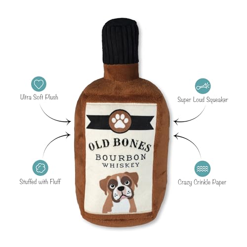 Fringe Studio Old Bones Whiskey Plush Dog Toy, Pet Shop Collection (314454) - color: Old Bones Whiskey