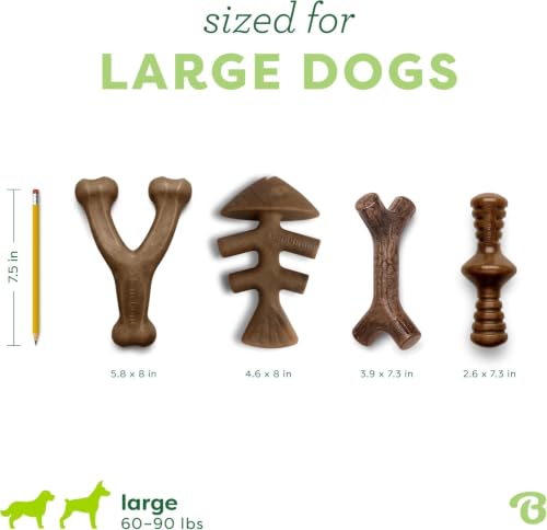 Benebone Large 4-Pack Dog Toys for Aggressive Chewers – Under 90 lbs - size: Large, style: 4 Pack