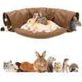 BWOGUE Bunny Tunnel Bed, Collapsible Rabbit Tunnel Hideout with Mat, Coffee - color: Coffee