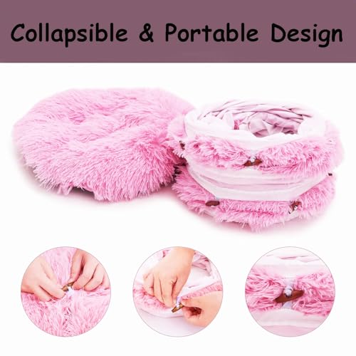 Cat Bed Tunnel Tube Toy Pink Plush - color: Pink Plush O