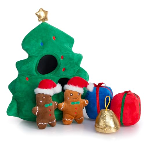 Hollypet Christmas Squeaky Hide and Seek Dog Toys for Small and Medium - style: Christmas Tree