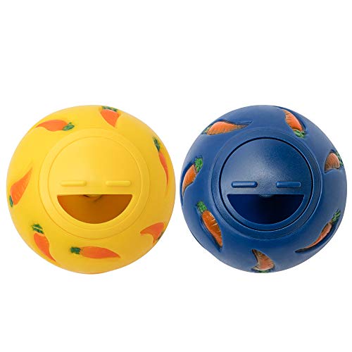 Niteangel Small Animal Treat Ball: Adjustable Treat Dispenser - color: Yellow & Blue
