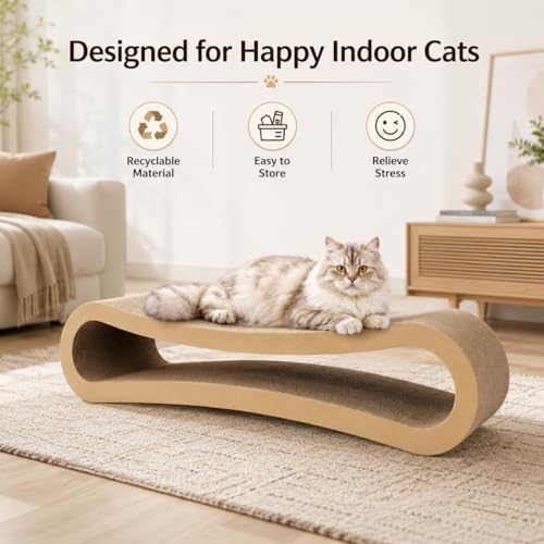 Simple Deluxe 3 in 1 Cat Scratcher Cardboard, Cat Scratching Board Furniture Protector, Cats Scratching Post, Cat Beds for Indoor Cats, Infinity Shape, X-Large - color: 3 IN 1 Infinity X-Large