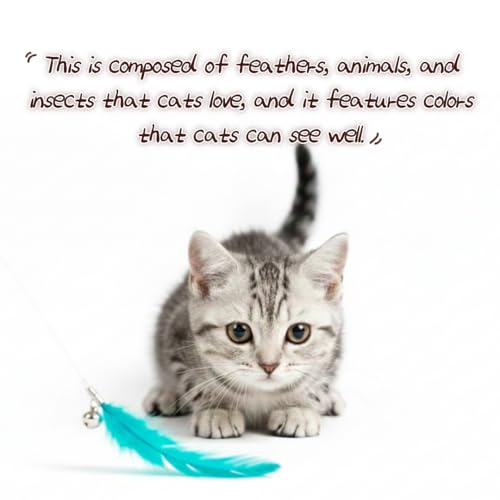 Cat Wand Toy with Suction Cup, Including 8Pcs Refills (Bird, Feather, Mouse, Butterfly, Ball, Chick, Fish), and can be Used as Individual Wands When Detached