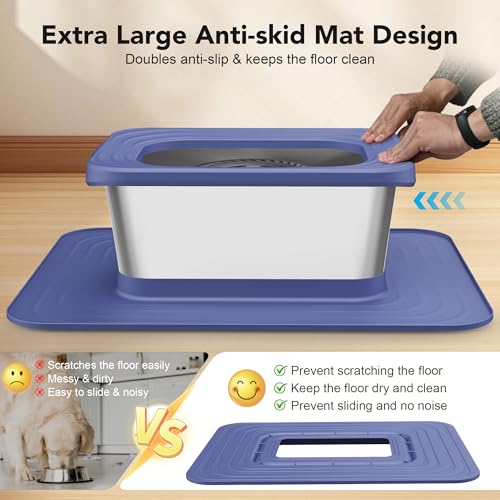 Decflow 10L Stainless Steel Dog Water Bowl, No Spill Anti-Splash Bowls - color: Blue