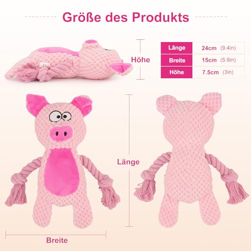 Dog Toys, Dog Squeaker Toys with Crinkle Paper (Pink Pig) - color: Pink Pig
