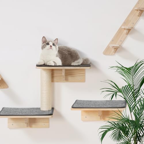 VEVOR Wall Mounted Cat Shelves, Cat Wall Shelves and Perches with Jumping Boards, Cat Beds, Hammocks & Cat Tree, Cat Furniture and Shelves up to 40 lbs for Sleeping, Playing, Climbing, Set of 9 - size: Set of 9, style: Free