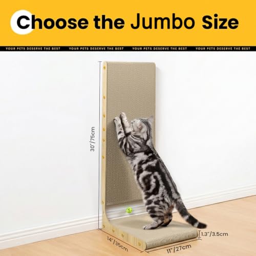 Conlun Cardboard Cat Scratcher,30" L-Shaped Scratch Pad - size: 30"