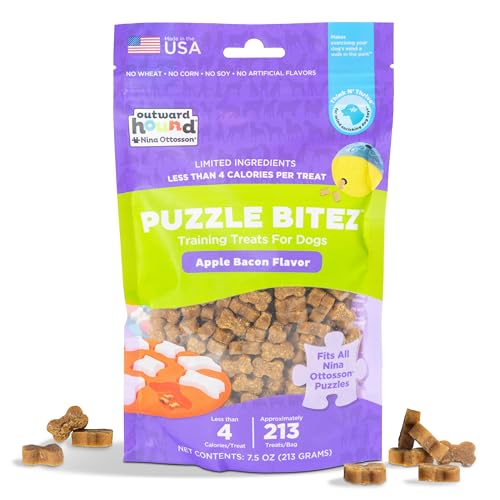 Outward Hound Nina Ottosson Puzzle Bitez Dog Treats, Apple Bacon, 7.5 oz - size: 4.69 Pound (Pack of 1), style: Apple Bacon