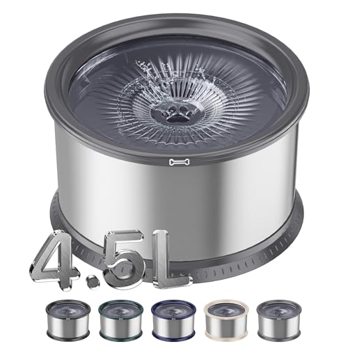 4.5L Stainless Steel Dog Water Bowl, No Spill Water Bowl for Dogs - color: Grey, size: 4.5L