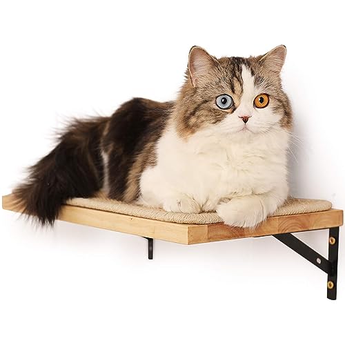 FUKUMARU Cat Wall Shelves, 17 x 10 Inch, Sisal Mat - color: Wood color