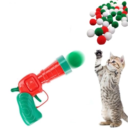 Interactive Cat Launcher Toys Cats Pom Pom Ball Shooter Set with 50 Balls