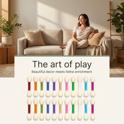 Glaciart One Catnip Swabs Cat Toys 24 Pack Wool Felt Chew Toy - color: Mixed Colors Swabs 24pcs, size: Regular