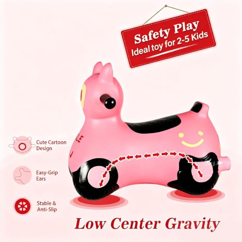 INPANY Kids Bouncy Car Hopper Toys, 2-5 Kids Ride on Car, Gifts Toy for Kid - color: Pink Car2