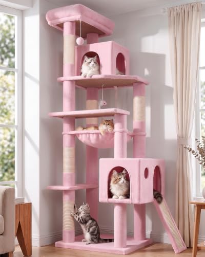 Globlazer F70 Pro Pink Heavy Duty Cat Tree Tower for Indoor Large Cats - color: Pink