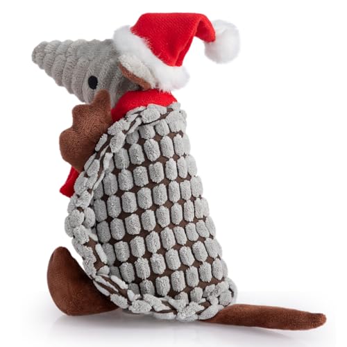 Hollypet Armadillo Squeaky Puppy Dog Toys for Small Medium Dogs, Christmas - color: Christmas Gray, size: 8 IN