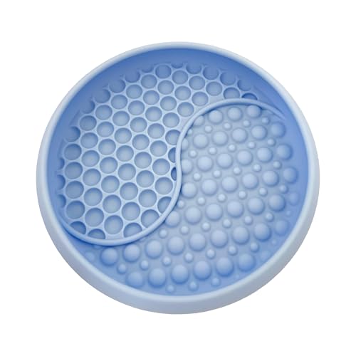 YAMI Dog Lick Bowl, Lick Mat for Dogs, Wet Food Cat Slow Feeder, Freeze Bowl, Enrichment & Puzzle Toy for Anxiety Relief, Food-Grade Silicone, Suction Cups, Dishwasher Fit, for All Breed (Light Blue) - color: Light Blue