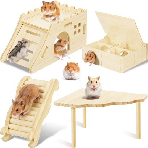Breezehug 4 Pcs Hamster Cage Accessories Hamster Platform Toy, Castle - style: Castle