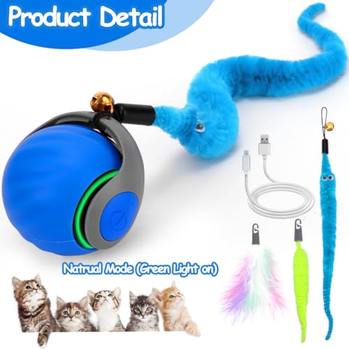 Mity rain Interactive Cat Toy Ball, Rechargeable Cat Toys for Indoor Cats - color: Blue