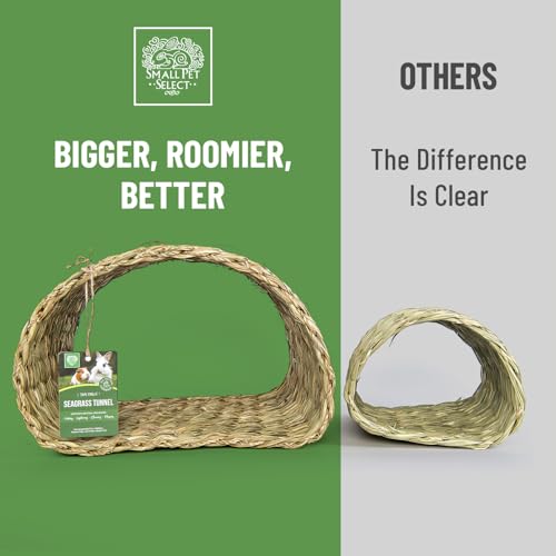 Small Pet Select Tiny Paws Jumbo Seagrass Tunnel, for Guinea Pig, Rabbit, Bunny, Toys, Hideout Tunnel, Cage Accessories, 14x13x10