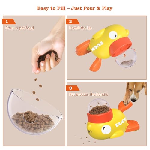 Duck Dog Treat Dispenser Toy, Interactive Slow Feeder Puzzle Toy - color: White