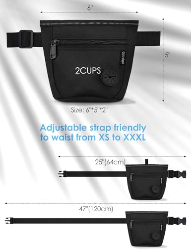 Gobeigo 2 Cup Magnetic Closure Dog Treat Pouch with Training Clicker(Black) - color: A-Black