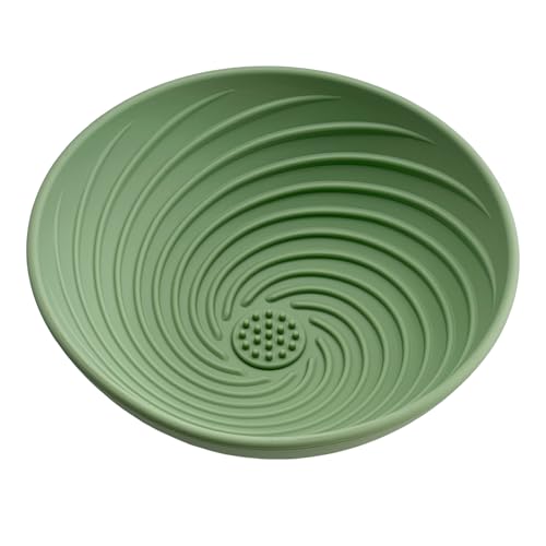 Dog Lick Bowl Slow Feeder for Dogs and Cats (Green), Silicone Lick Mat Bowl for Slow Eating, Anxiety Relief, Interactive Pet Feeding Dish, Dishwasher Safe - color: green