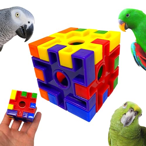 Bonka Bird Toys 2920 Puzzle Cube Foot Talon Craft Part Durable Parrot Cage Toy, Amazon, African Grey, Conure, Ringneck, and Similar Breed Sizes