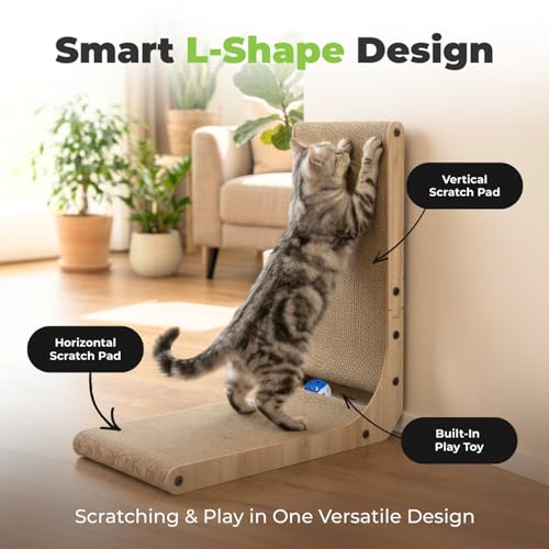 Best Pet Supplies Catify L-Shaped Cardboard Cat Scratcher - H: 19" - color: L-Shape - H: 19"