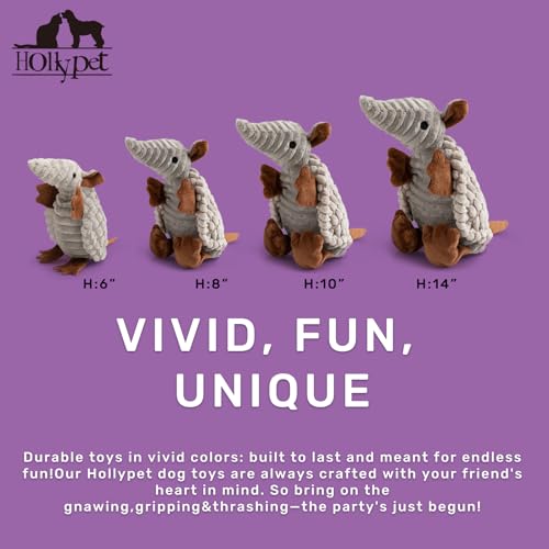 Hollypet Armadillo Squeaky Puppy Dog Toys for Small Medium Dogs, 8" - color: Light Gray, size: 8 IN