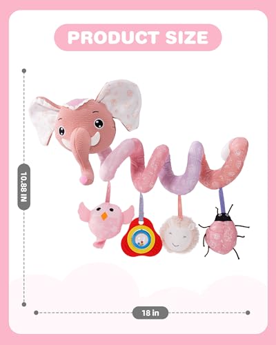 Jollybaby Baby Crib Stroller Car Seat Spiral Hanging Toy - Sz Pink Elephant - style: Sz Pink Elephant