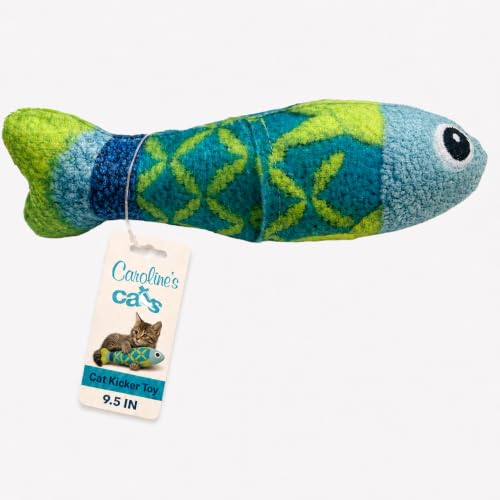 Refillable Catnip Toys for Cats, 9.5 in Crinkle Kicker Fish
