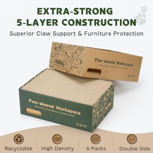 6 Pack Cat Scratch Pad with Nested Boxes, Space-Saving Cat Scratcher Set - size: Deluxe: 2 Nested Boxes, 6 Pads