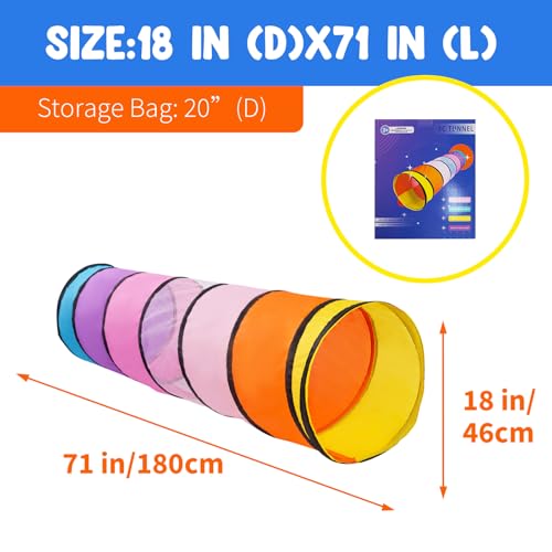 Kids Play Tunnel,Pop Up Crawl Through Tunnel Play Tent for Baby Kids Children or Pet,Foldable Pop Up Tents with Carry Bag (Pink Colorful Tunnel) - style: Pink Colorful Tunnel